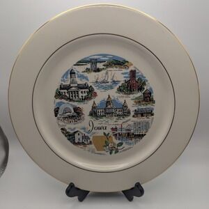 Knowles Iowa State Collectible Plate Gold Rim Landmarks Vintage  1950-1959 READ